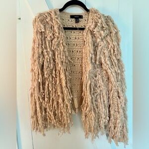 Forever 21 Major Fringe Blush Cardigan